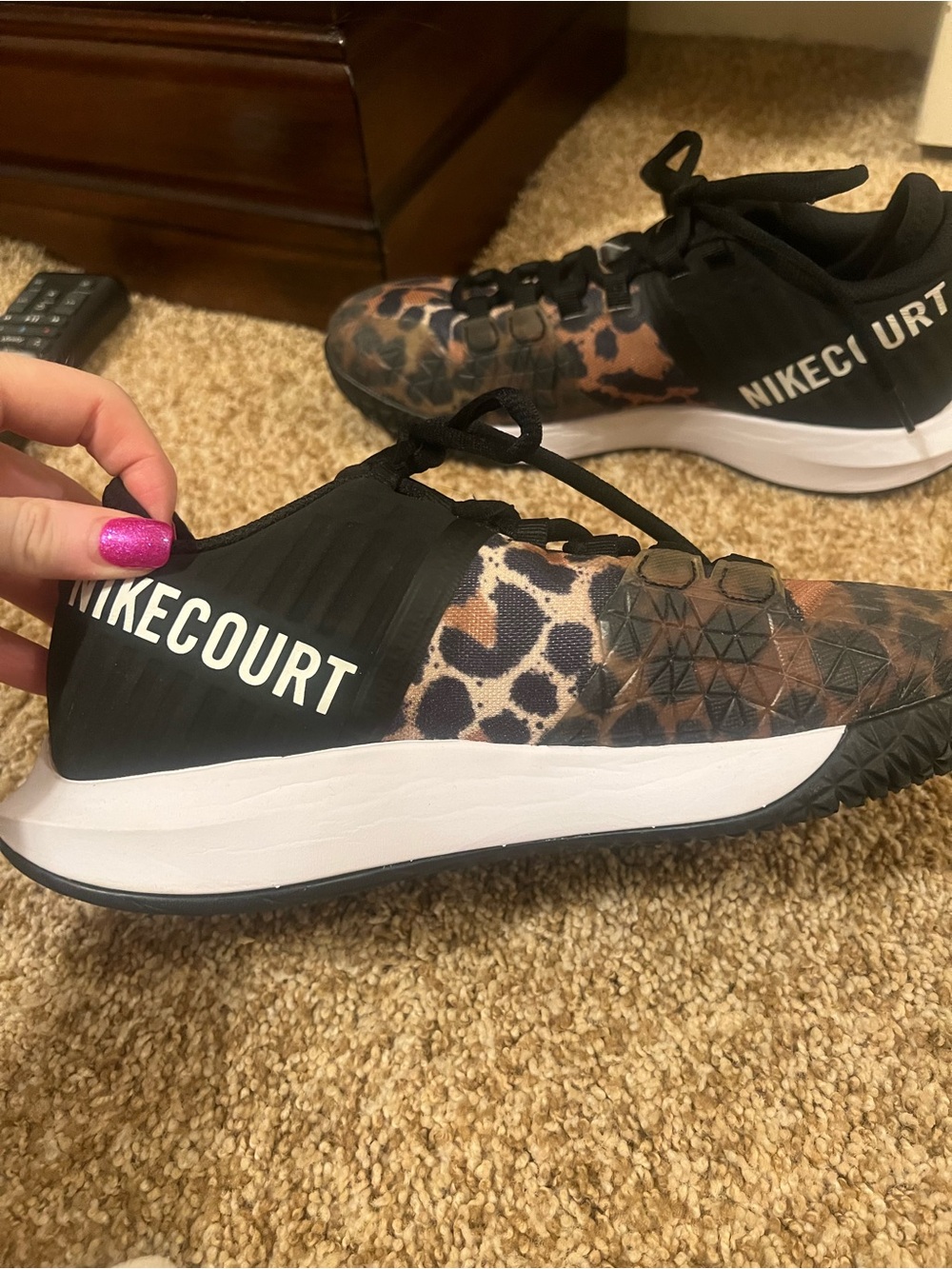 Nike Court Zoom Leopard Print Sneakers Size 7 1/2 - Picture 5 of 16